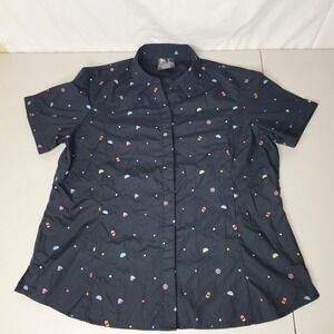RARE Women's Taco Bell Managers Black Short Sleeve Button Up‎ Shirt